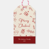 Hand Drawn Whimsical Red Doodle Christmas ギフトタグ (正面)