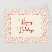 Hand Drawn Whimsical Red Doodle Christmas Photo シーズンポストカード (正面)
