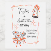 Hand Drawn Whimsical Vintage 30th birthday Martini ワインラベル (シングルラベル)