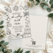 Hand Drawn Whimsical Vintage Wedding 招待状
