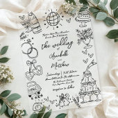 Hand Drawn Whimsical Wedding アクリル招待状