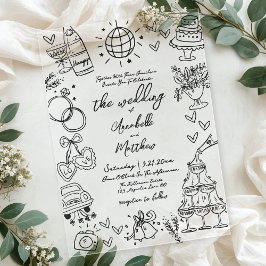 Hand Drawn Whimsical Wedding アクリル招待状