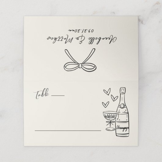 Hand Drawn Whimsical Wedding プレイスカード (外部開封)