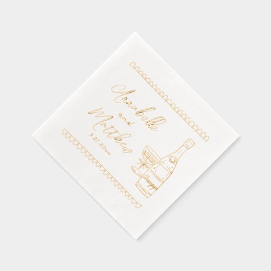Hand Drawn Whimsical Wedding 箔ナプキン (右)