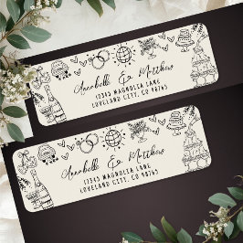 Hand Drawn Whimsical Wedding Return Address ラベル