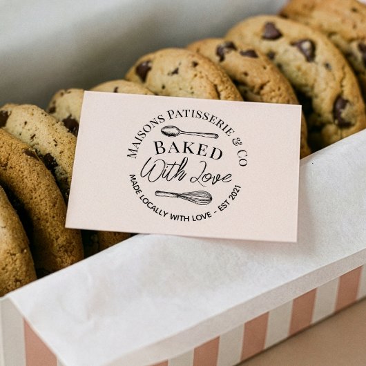 Hand Drawn Whisk Spoon Baked With Love Bakery ラバースタンプ