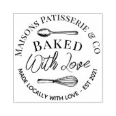 Hand Drawn Whisk Spoon Baked With Love Bakery ラバースタンプ (インプリント)