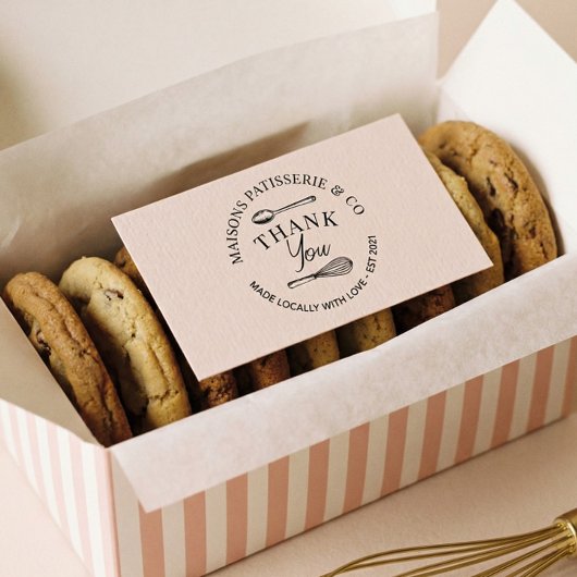 Hand Drawn Whisk Spoon Bakery Business Thank You ラバースタンプ