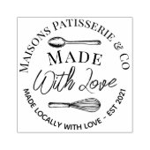Hand Drawn Whisk Spoon Made With Love Bakery ラバースタンプ (インプリント)