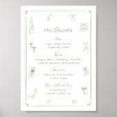 Hand Drawn White and Green Bar Drink Menu ポスター (正面)