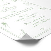 Hand Drawn White and Green Bar Drink Menu ポスター (角)