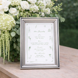 Hand Drawn White and Green Bar Drink Menu ポスター