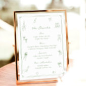 Hand Drawn White and Green Bar Drink Menu ポスター