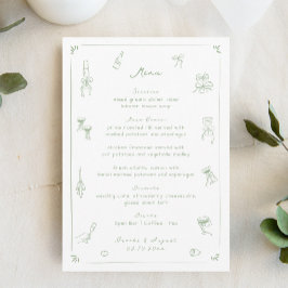 Hand Drawn White and Green Wedding メニュー
