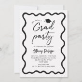 Hand Drawn White Graduation Party Invitation 招待状 (正面)