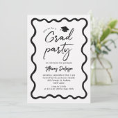 Hand Drawn White Graduation Party Invitation 招待状 (スタンド正面)