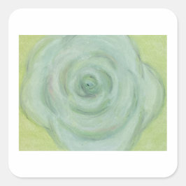 Hand-drawn White Rose Sticker スクエアシール