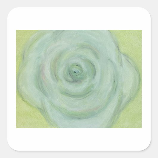 Hand-drawn White Rose Sticker スクエアシール (正面)