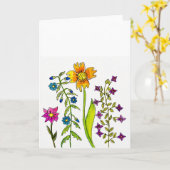 Hand-Drawn Wildflower Trio Greeting カード (黄色い花)