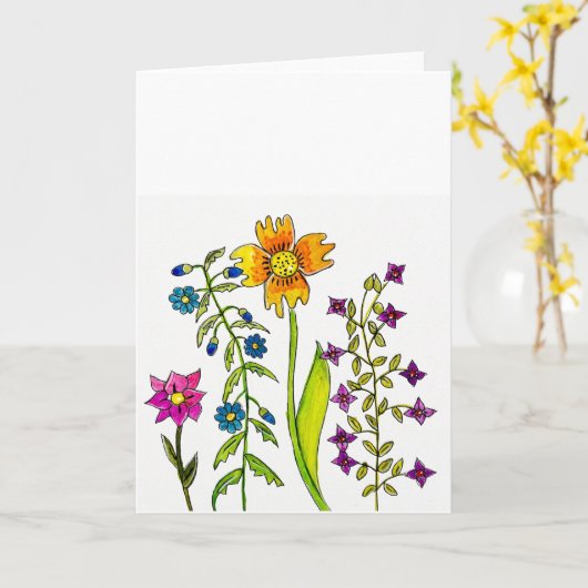 Hand-Drawn Wildflower Trio Greeting カード (黄色い花)