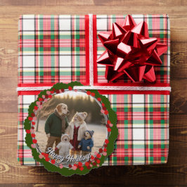 Hand Drawn Winter Berries Wreath Photo オーナメントカード