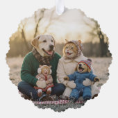 Hand Drawn Winter Berries Wreath Photo オーナメントカード (裏面)