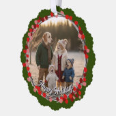 Hand Drawn Winter Berries Wreath Photo オーナメントカード (左)