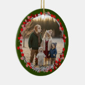 Hand Drawn Winter Berries Wreath Photo セラミックオーナメント (右)