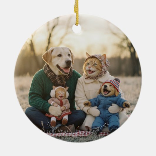 Hand Drawn Winter Berries Wreath Photo セラミックオーナメント (裏面)