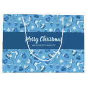 Hand Drawn Winter Pattern Blue Large Gift Bag ラージペーパーバッグ (裏面)