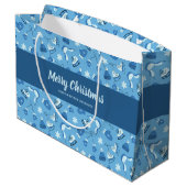 Hand Drawn Winter Pattern Blue Large Gift Bag ラージペーパーバッグ (裏面アングル)