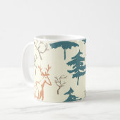 Hand drawn winter seamless pattern with deer and p コーヒーマグカップ (正面左)
