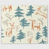 Hand drawn winter seamless pattern with deer and p ラッピングペーパー (フラット)