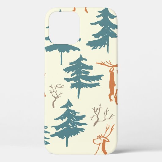 Hand drawn winter seamless pattern with deer and p Case-Mate iPhoneケース (裏面)