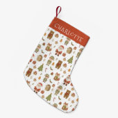 Hand Drawn Woodland Animals Christmas Stocking スモールクリスマスストッキング (正面 (吊り時))