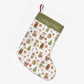 Hand Drawn Woodland Animals Christmas Stocking スモールクリスマスストッキング (正面 (吊り時))