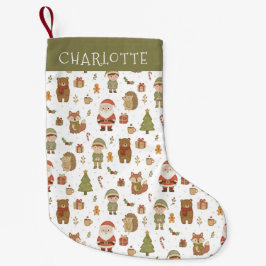 Hand Drawn Woodland Animals Christmas Stocking スモールクリスマスストッキング