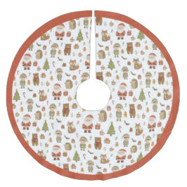 Hand Drawn Woodland Animals Christmas - Tree Skirt ブラッシュドポリエステルツリースカート