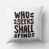 Hand Drawn Words phrase Who Seeks Shall Find クッション (裏面)