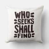 Hand Drawn Words phrase Who Seeks Shall Find クッション (正面)