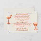 Hand Drawn Written Blue Orange Wedding Details エンクロージャーカード (正面/裏面)
