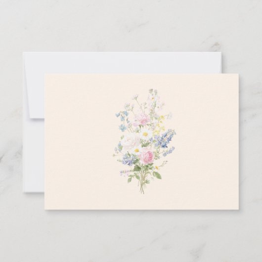 Hand Drawn Written Floral Summer Wedding QR Code 出欠カード (裏面)