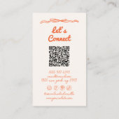 Hand Drawn Written Pink Orange Whimsy Boho QR Code 名刺 (裏面)