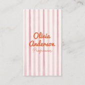 Hand Drawn Written Pink Orange Whimsy Boho QR Code 名刺 (正面)