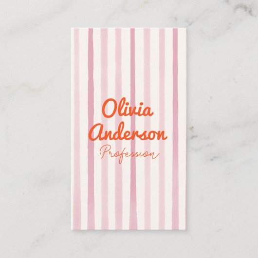 Hand Drawn Written Pink Orange Whimsy Boho QR Code 名刺 (正面)