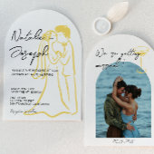 Hand Drawn Written Summer Arched Photo Wedding 招待状