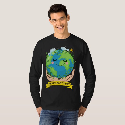 Hand Earth Global Warming Climate Change Awareness Tシャツ (正面フル)