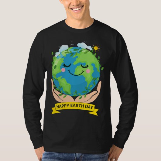 Hand Earth Global Warming Climate Change Awareness Tシャツ (正面)