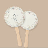 Hand Fan Custom Floral with Initials - Romantic ハンドファン