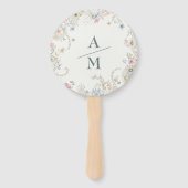 Hand Fan Custom Floral with Initials - Romantic ハンドファン (正面)